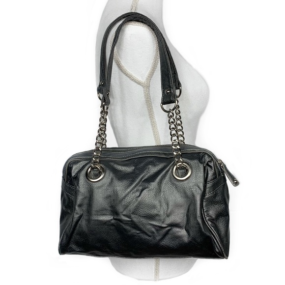 Nine West dark gray handbag w/ chain handles. - Picture 2 of 11